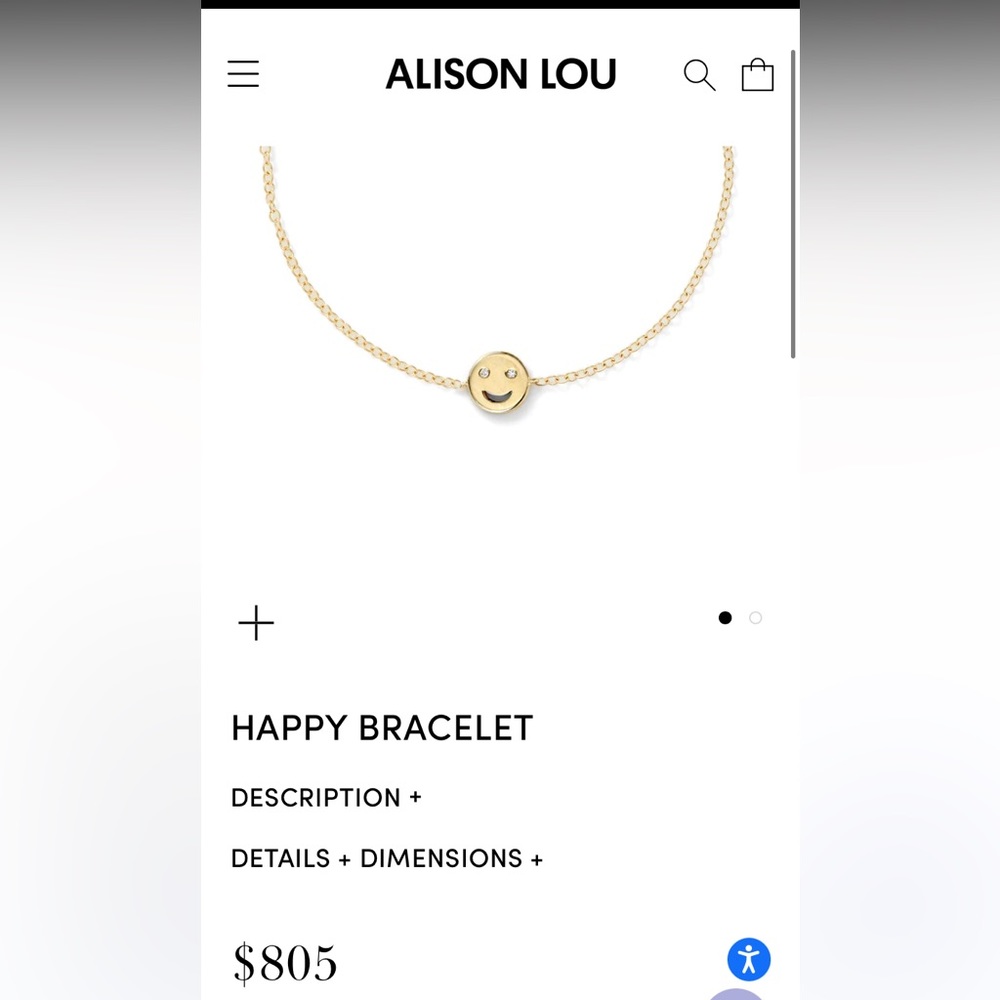 Alison Lou Womens Happy Bracelet 14k Yellow Gold, White diamond Eyes